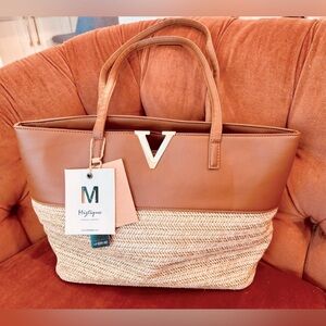 Grossi Purse Shoulder Strap Bag Rattan Faux Leather